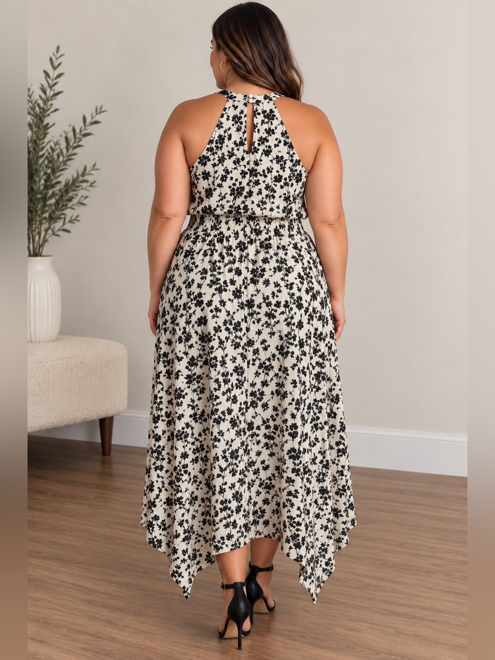 Lane Bryant Floral Halter Handkerchief Dress 18 - Picture 2 of 14